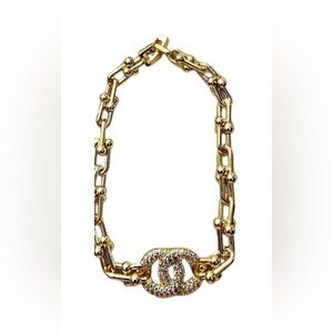 Luxurious Gold-tone Chain Bracelet CC Style